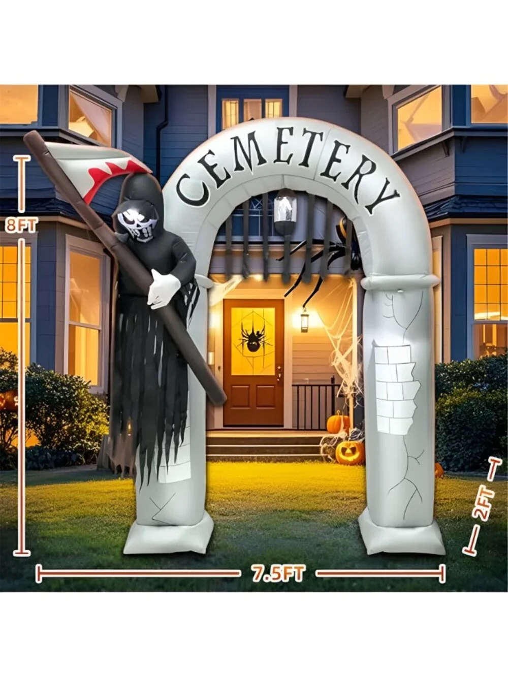 8FT Halloween Inflatables Archway Decoration with Led Light Spooky Scary